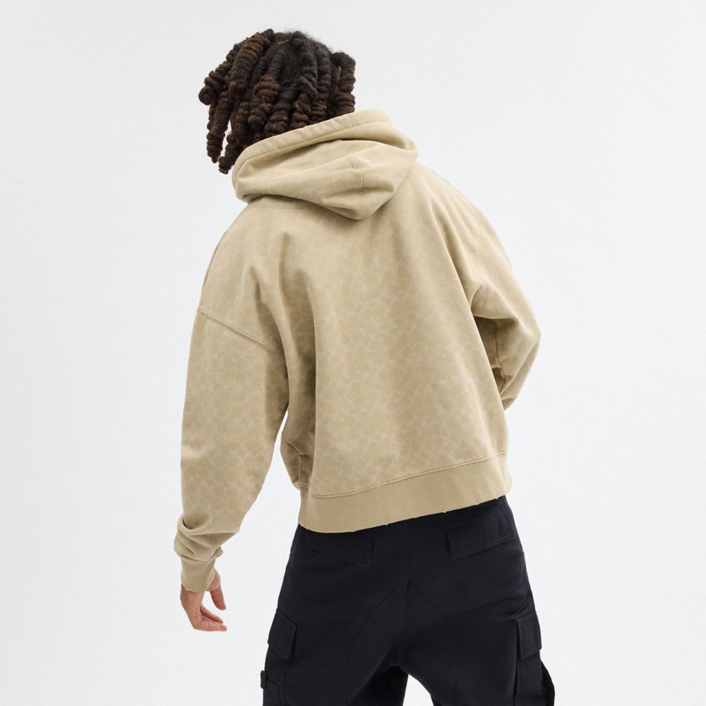 Khaki Coach Signature Long Sleeve Relaxed Americana Pullover Hoodie | COH866899