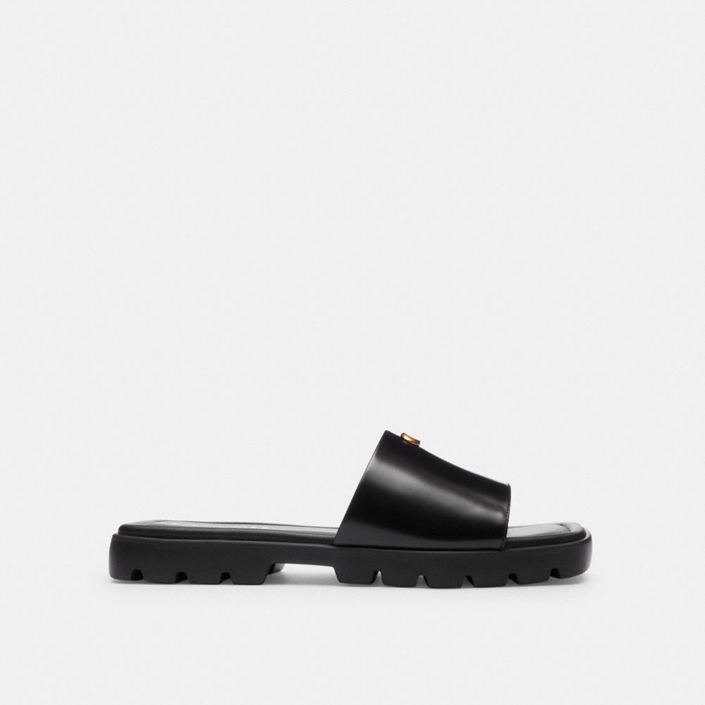 Leather/Black Coach Florence Sandal | COH865846