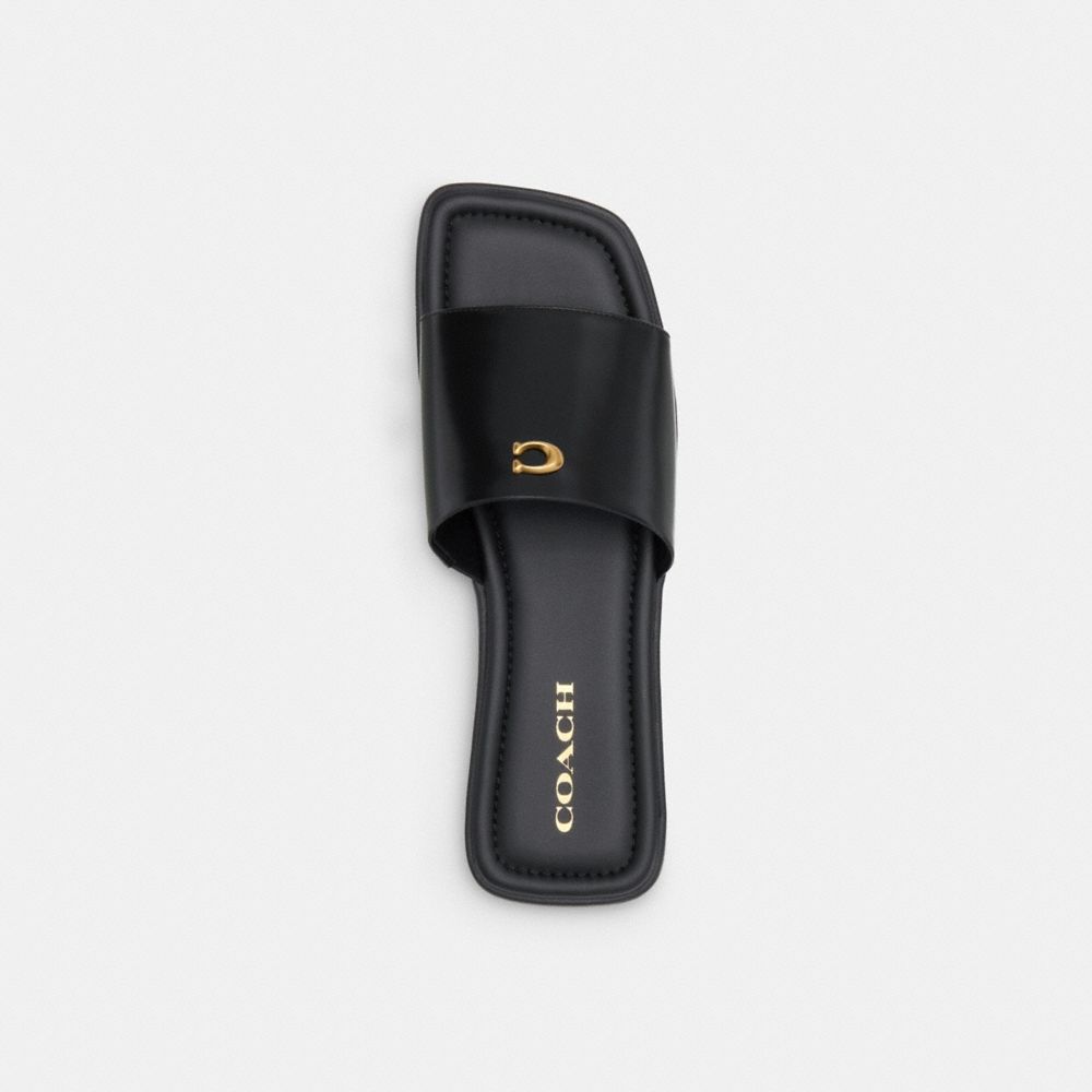 Leather/Black Coach Florence Sandal | COH865846