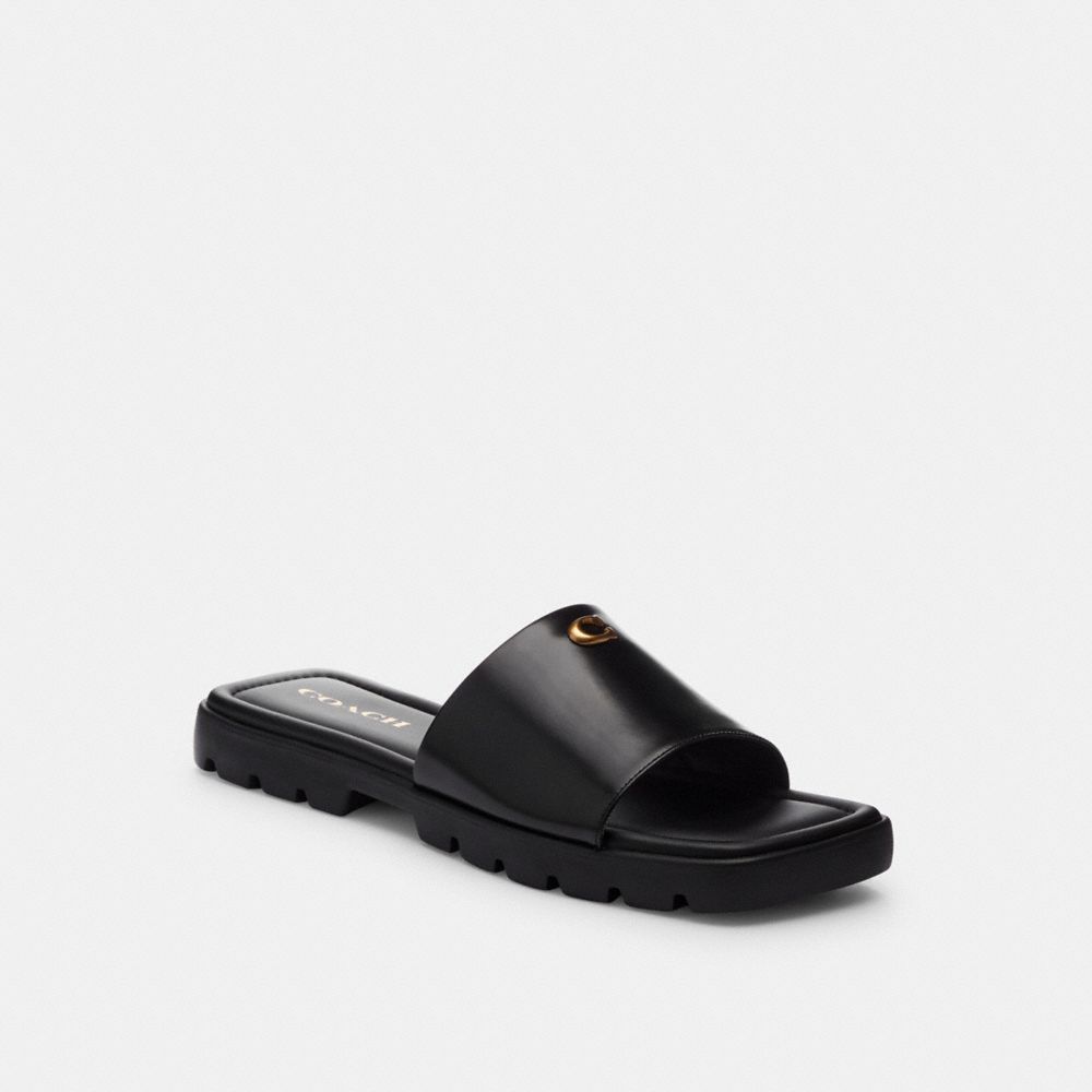 Leather/Black Coach Florence Sandal | COH865846