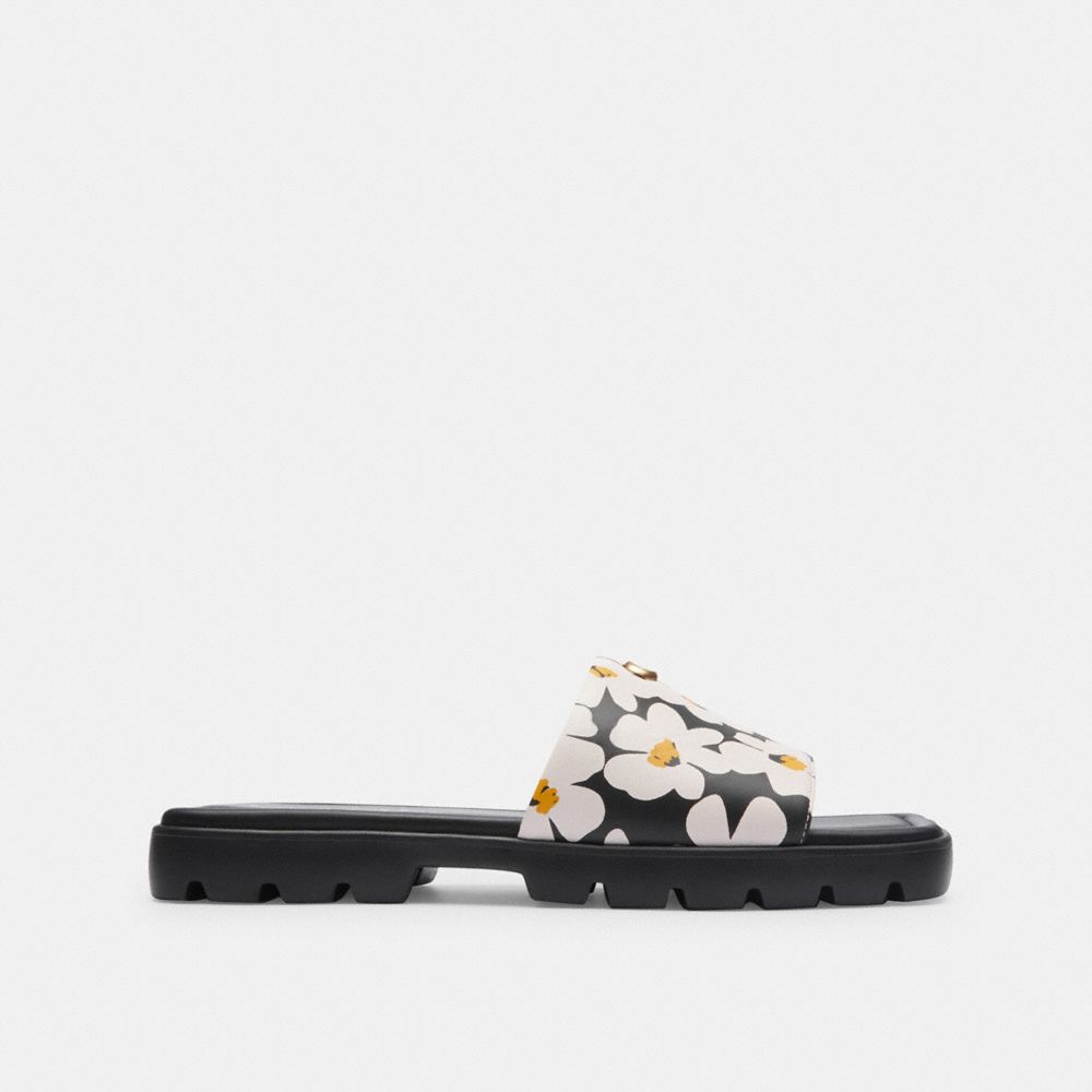 Leather/Chalk Multi Coach Florence Sandal With Floral Print | COH865889