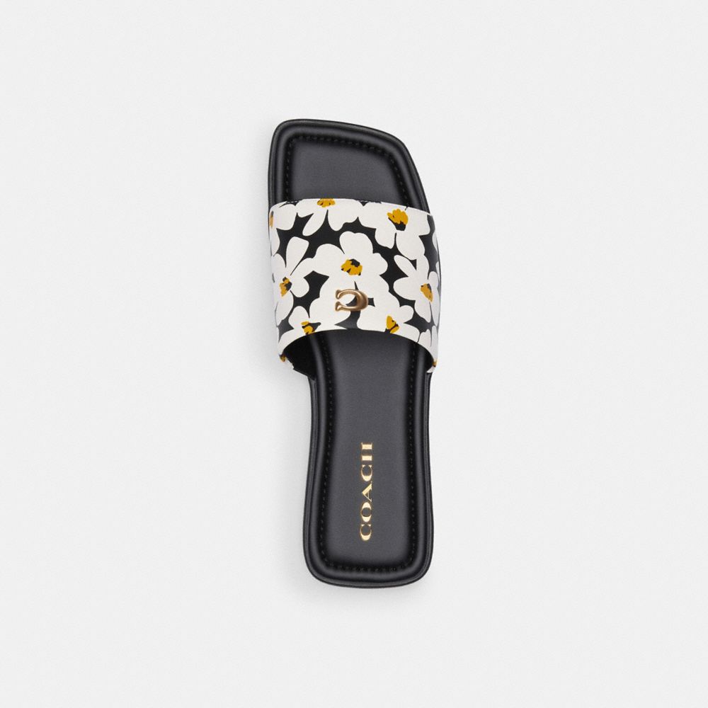 Leather/Chalk Multi Coach Florence Sandal With Floral Print | COH865889