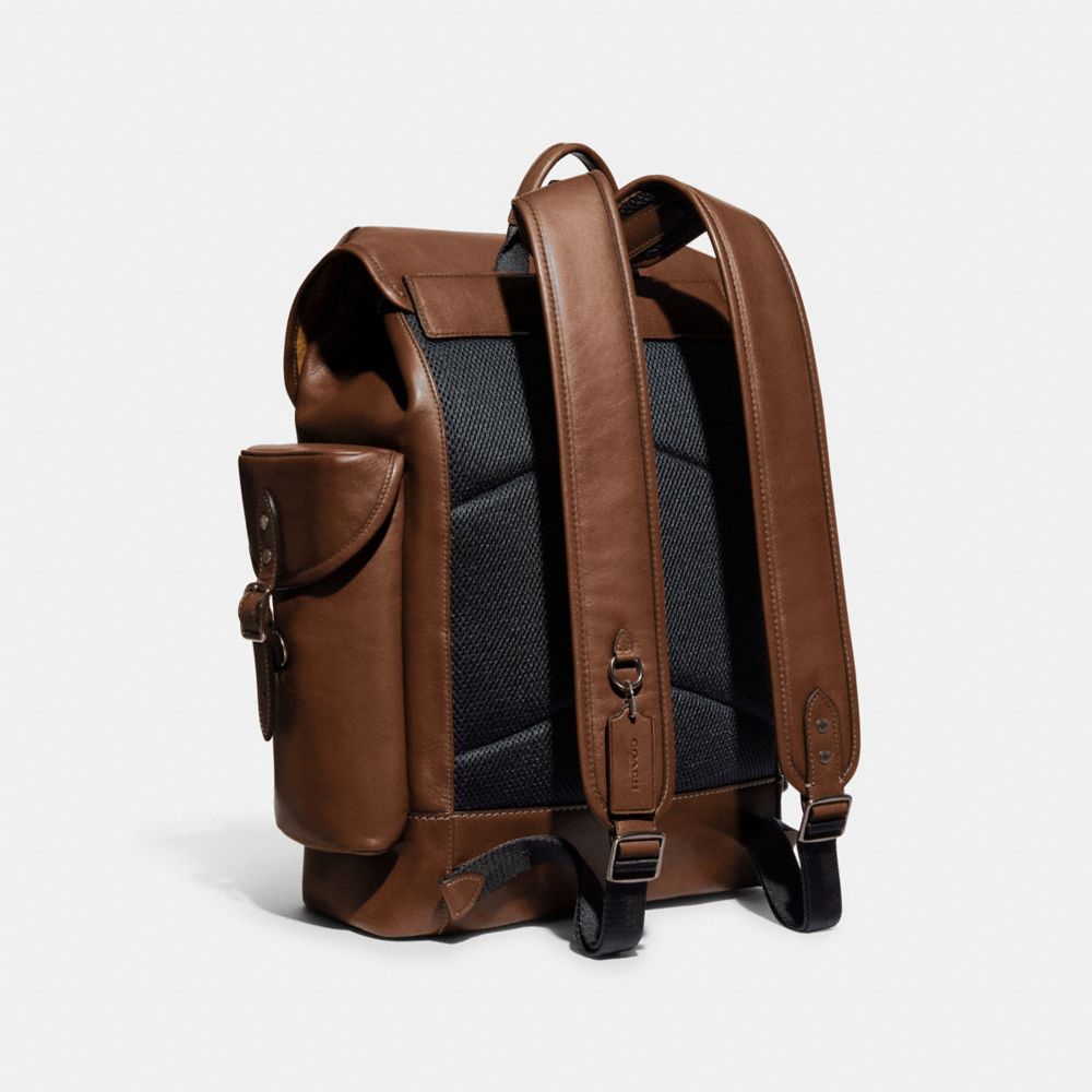 Leather/Dark Saddle Coach Hitch Backpack | COH866487