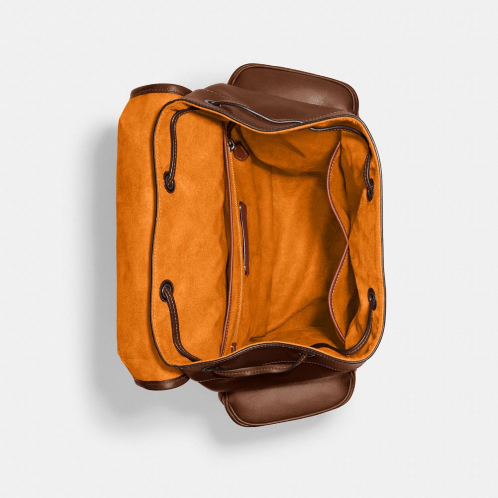 Leather/Dark Saddle Coach Hitch Backpack | COH866487
