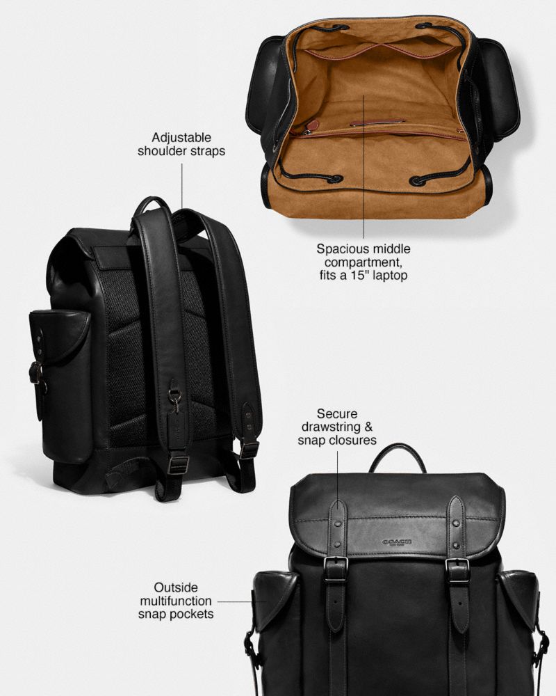 Leather/Dark Saddle Coach Hitch Backpack | COH866487