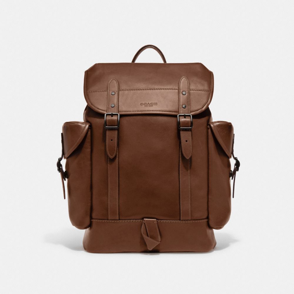 Leather/Dark Saddle Coach Hitch Backpack | COH866487