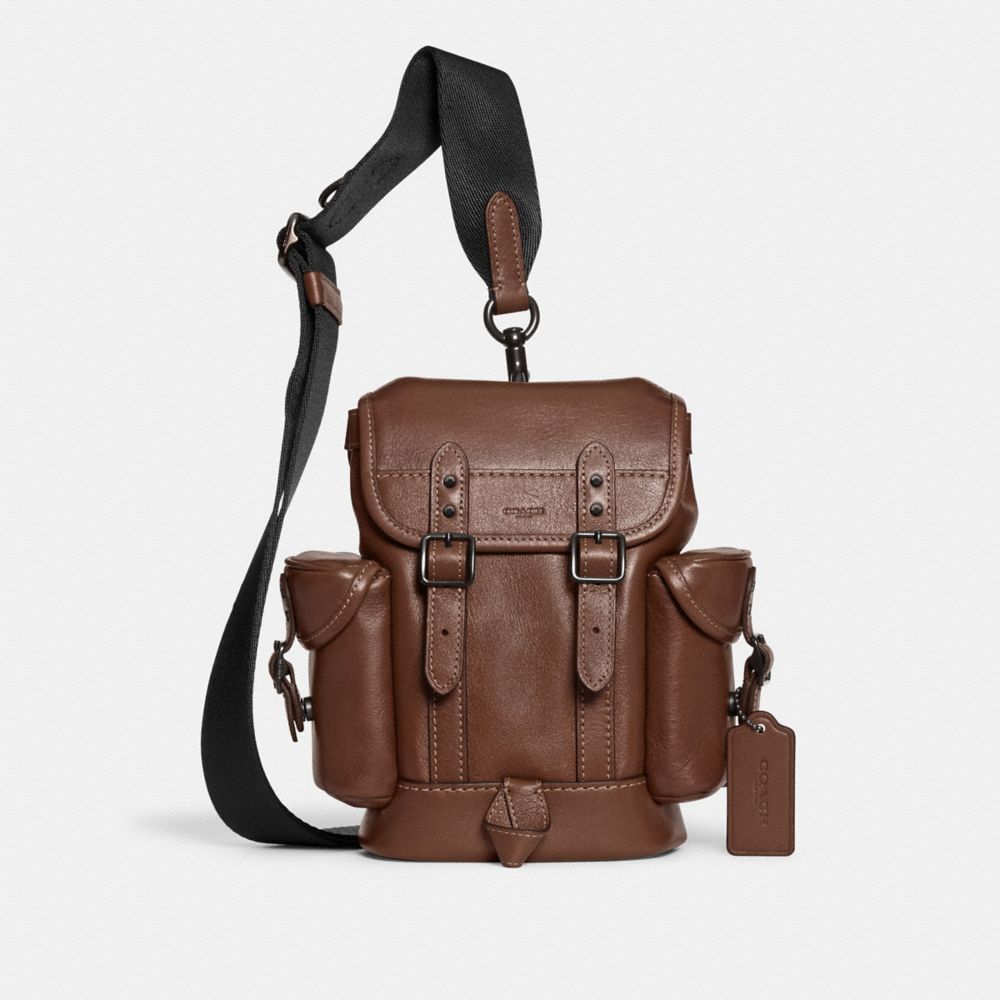 Leather/Dark Saddle Coach Hitch Backpack 13 | COH866491