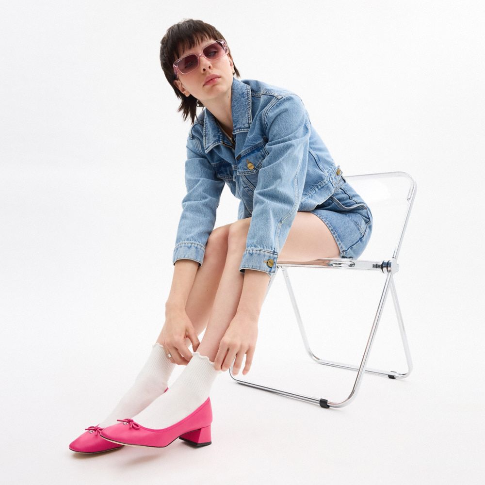 Leather/Dragon Fruit Coach Ava Ballet Pump | COH865730