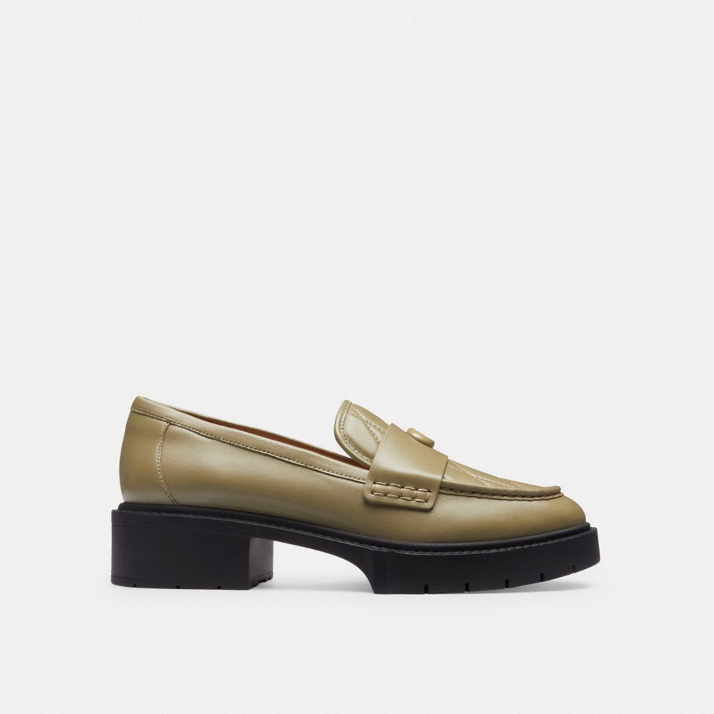 Leather/Moss Coach Leah Loafer With Quilting | COH865775