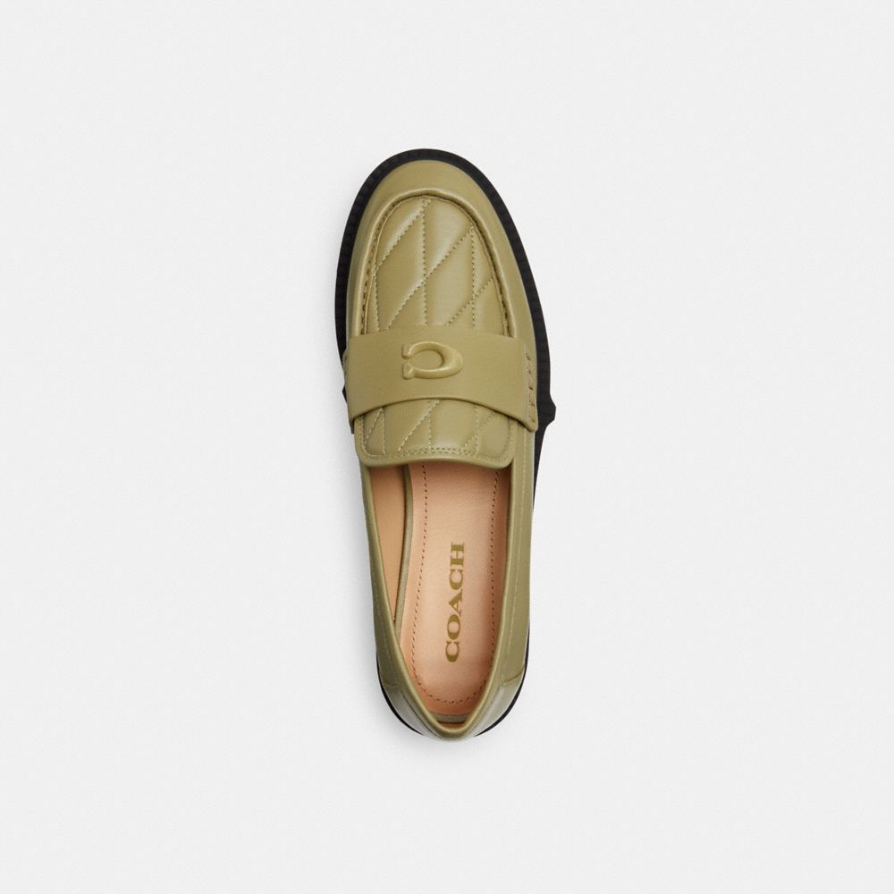 Leather/Moss Coach Leah Loafer With Quilting | COH865775