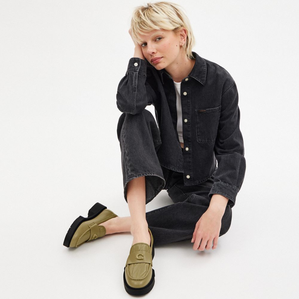 Leather/Moss Coach Leah Loafer With Quilting | COH865775