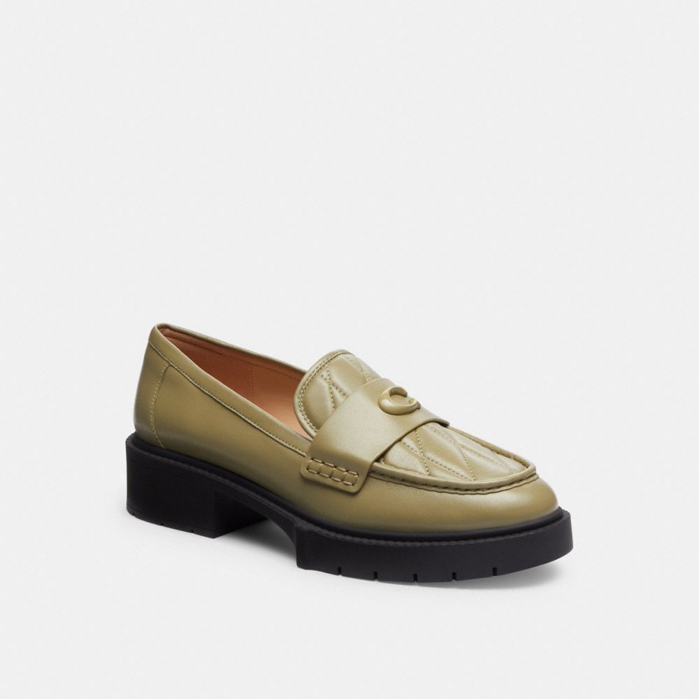 Leather/Moss Coach Leah Loafer With Quilting | COH865775