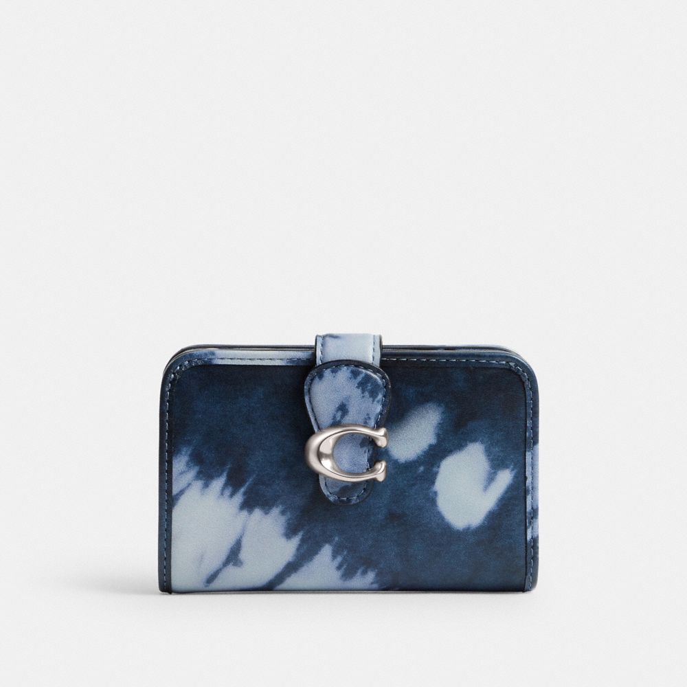 Leather/Silver/Midnight Navy Coach Tabby Medium Wallet With Tie Dye Print | COH865511
