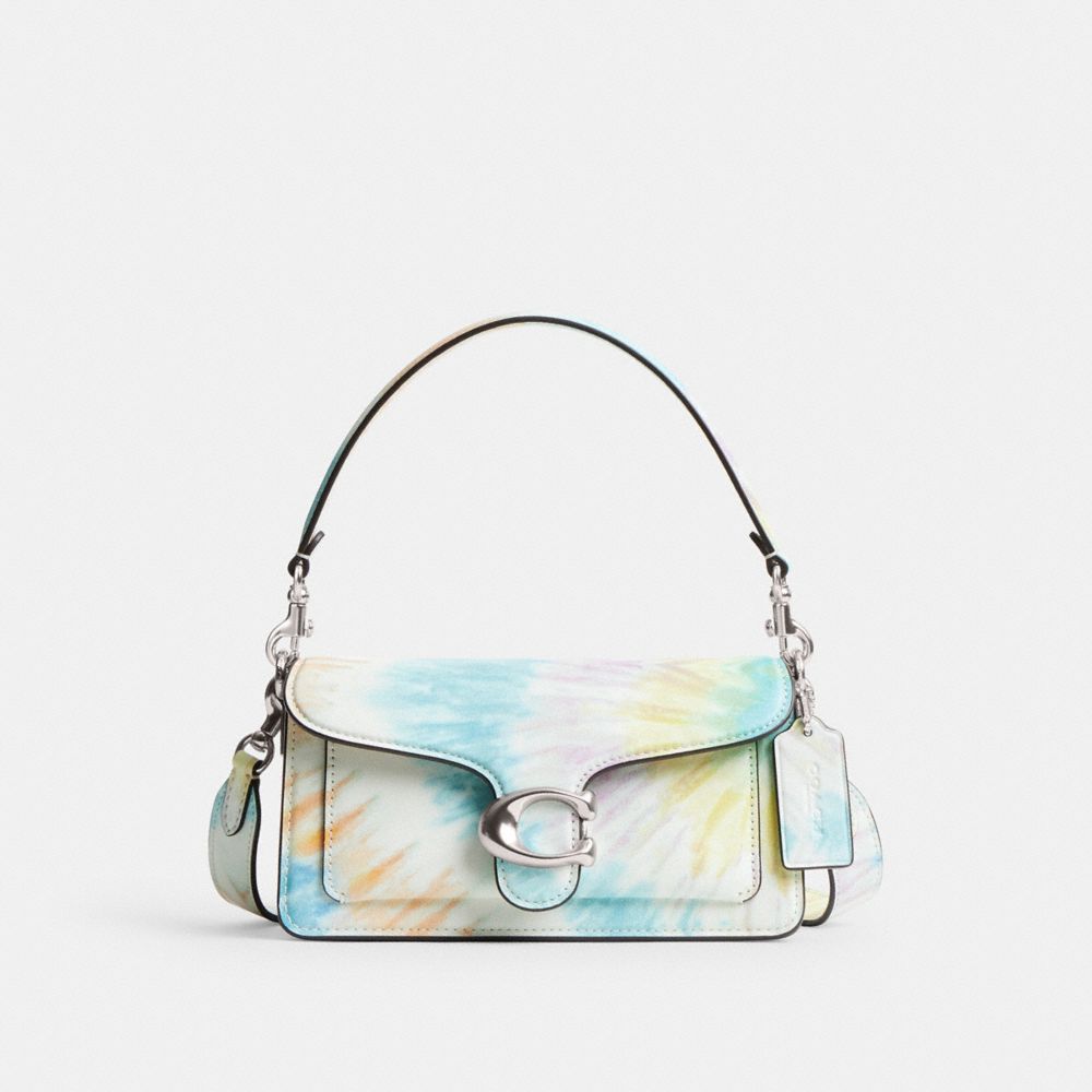 Leather/Silver/Multi Coach Tabby Shoulder Bag 20 With Rainbow Tie Dye Print | COH864917