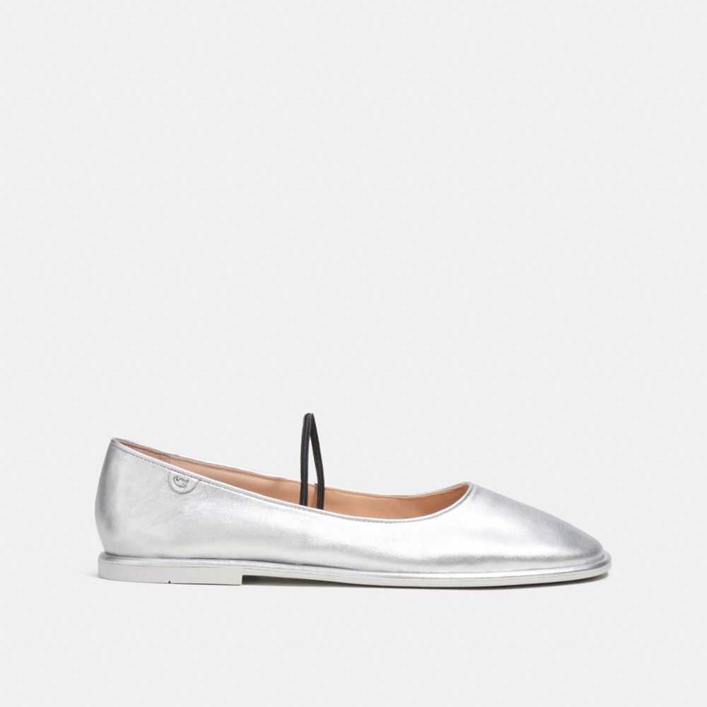 Leather/Silver Coach Emilia Mary Jane In Silver Metallic | COH865803