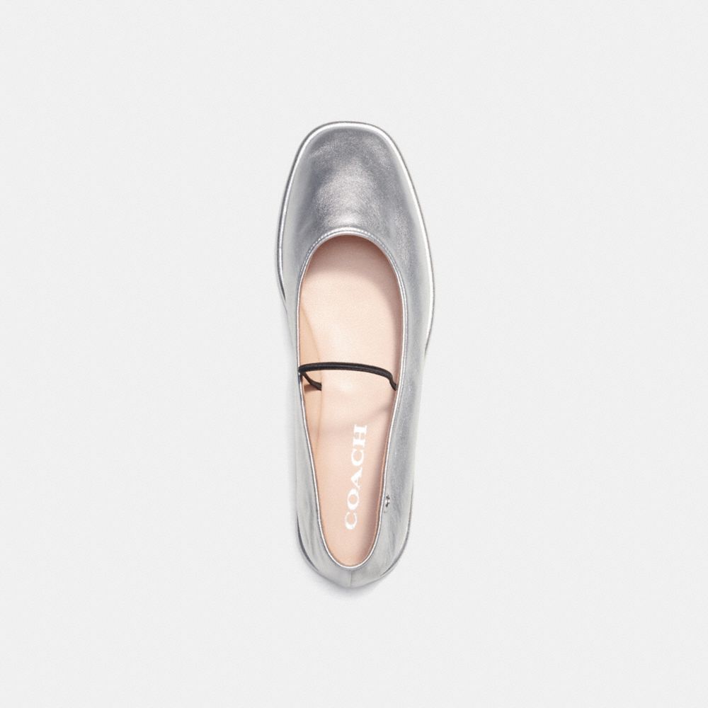 Leather/Silver Coach Emilia Mary Jane In Silver Metallic | COH865803