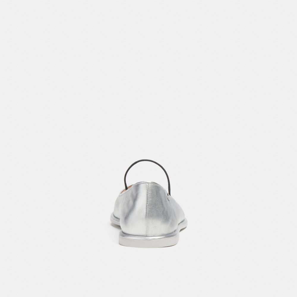 Leather/Silver Coach Emilia Mary Jane In Silver Metallic | COH865803