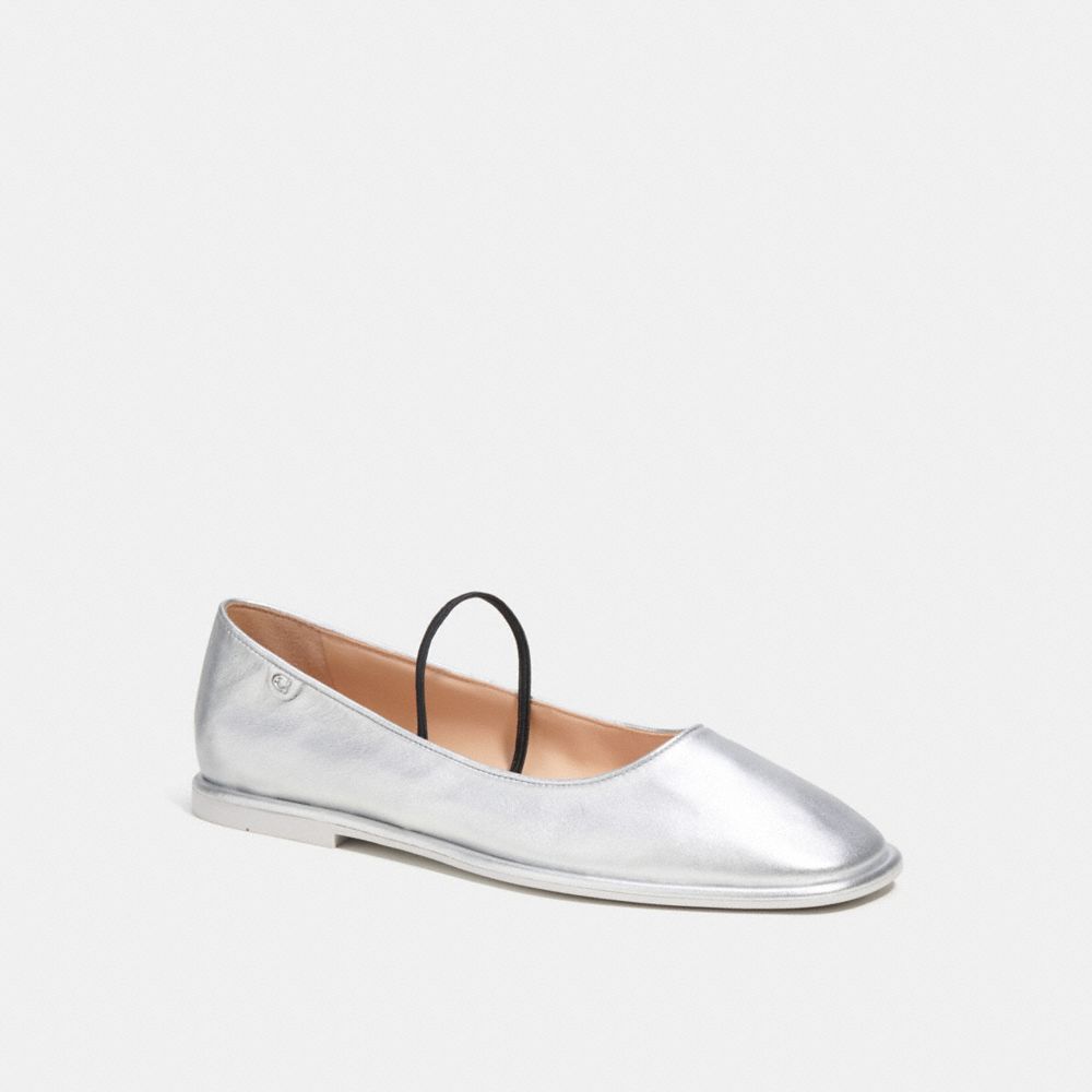 Leather/Silver Coach Emilia Mary Jane In Silver Metallic | COH865803