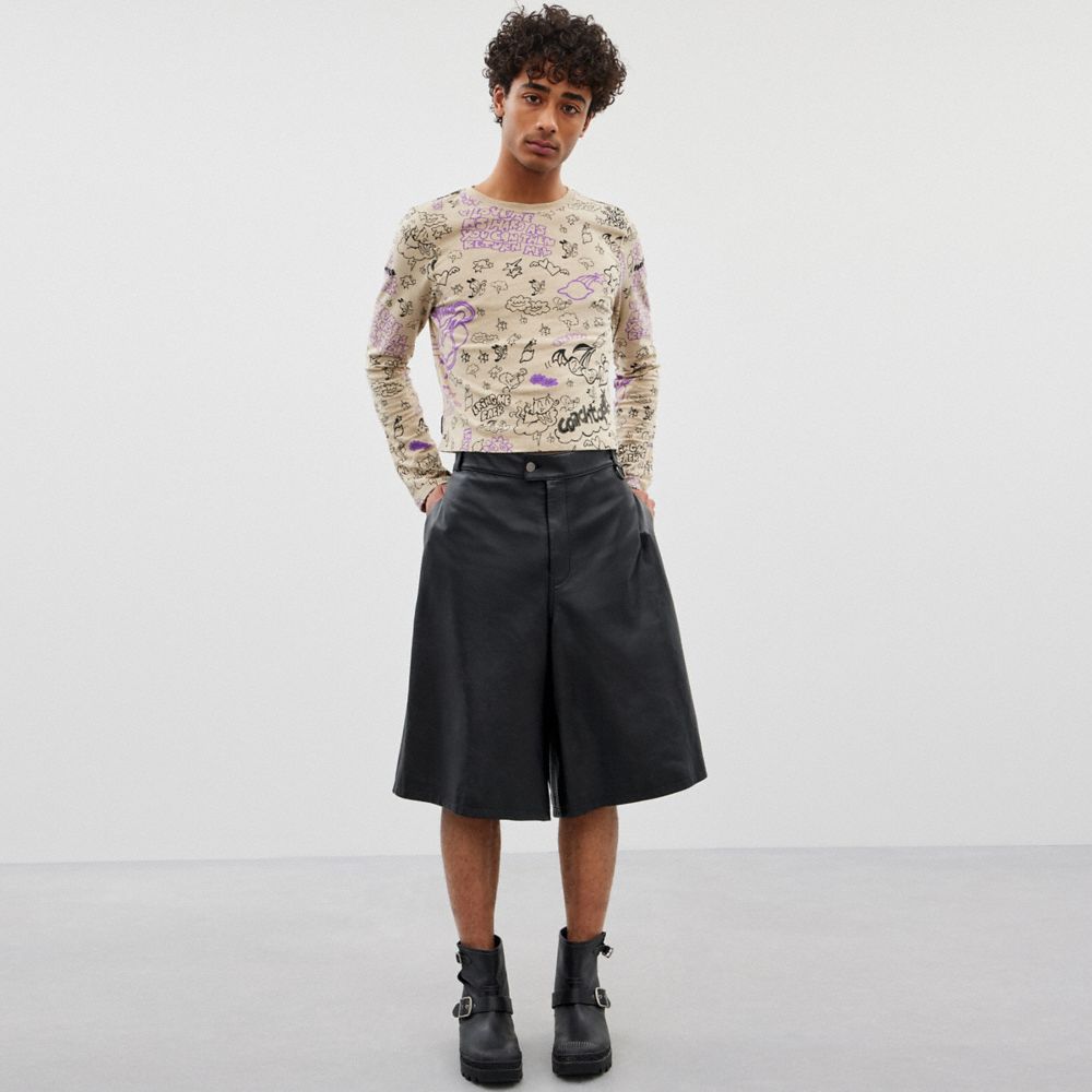 Light Beige Coach Long Sleeve T Shirt: Comic Book Print | COH865972