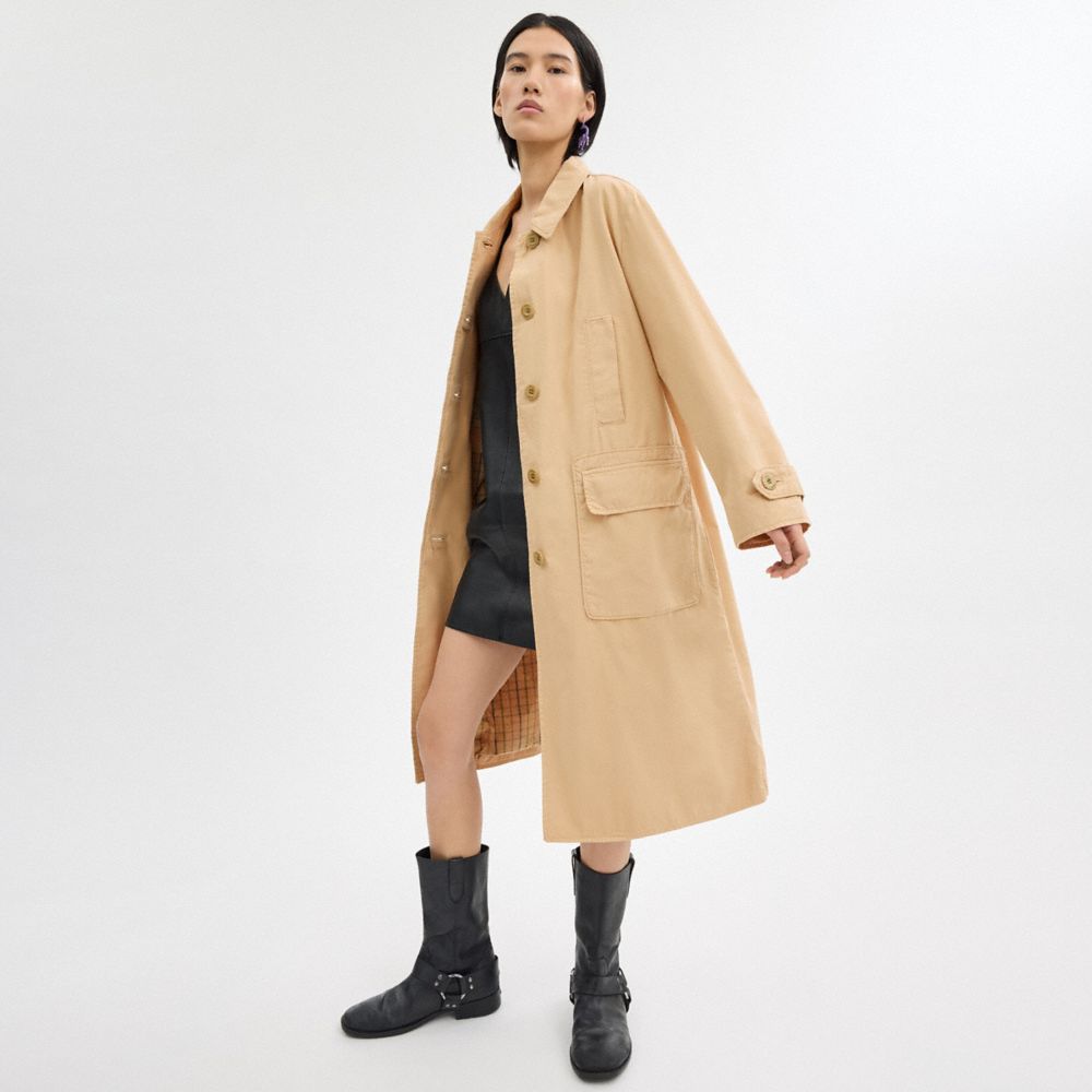 Light Khaki Coach Regenerative Cotton Balmacaan | COH865939