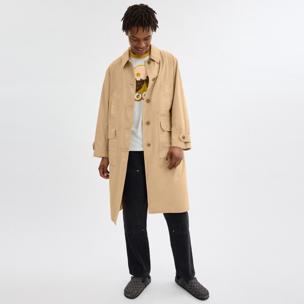 Light Khaki Coach Regenerative Cotton Balmacaan | COH865939