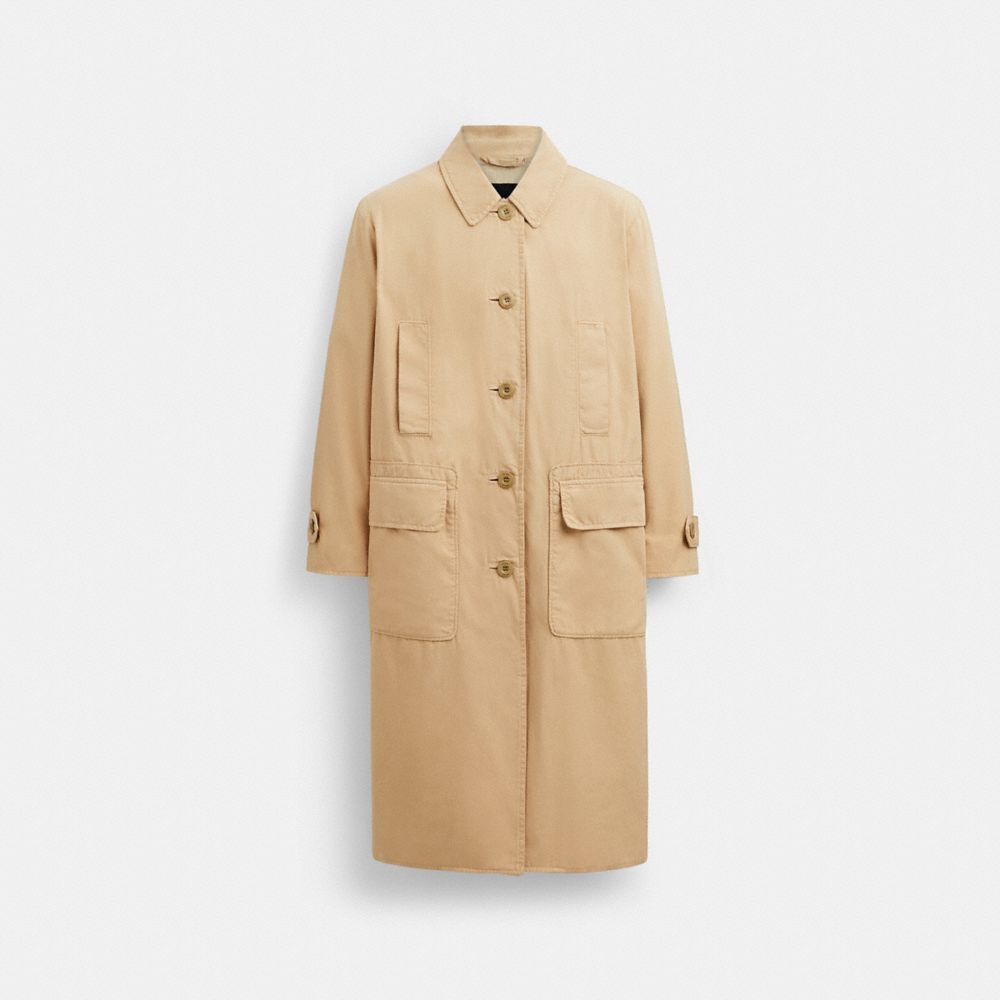 Light Khaki Coach Regenerative Cotton Balmacaan | COH865939