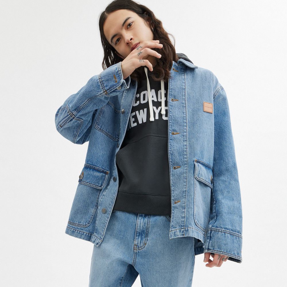 Light Wash Coach Denim Chore Jacket | COH866864
