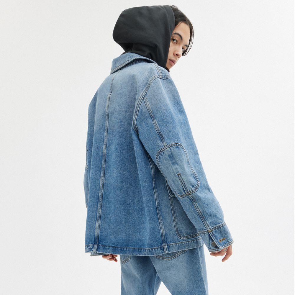 Light Wash Coach Denim Chore Jacket | COH866864