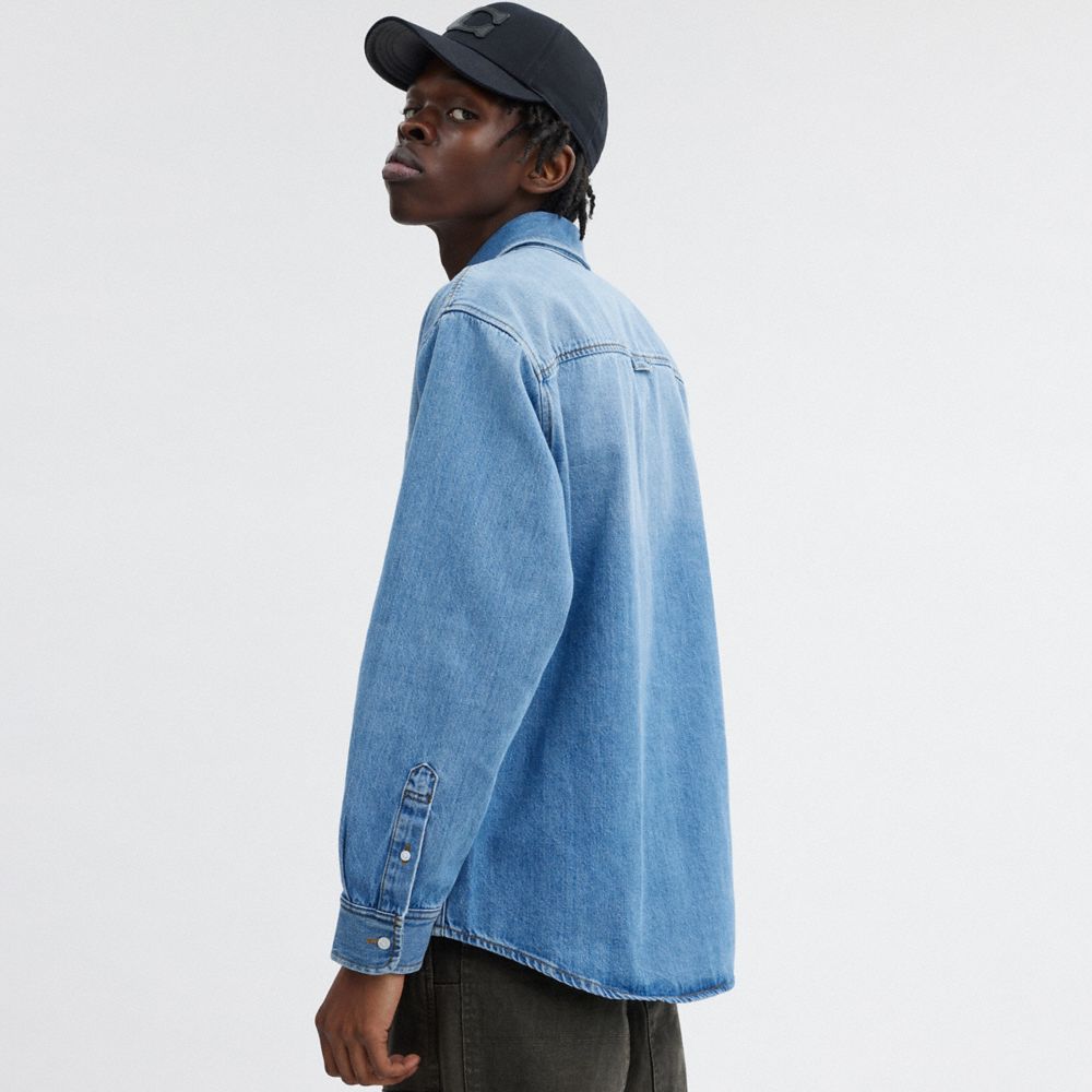 Light Wash Coach Denim Shirt | COH866918