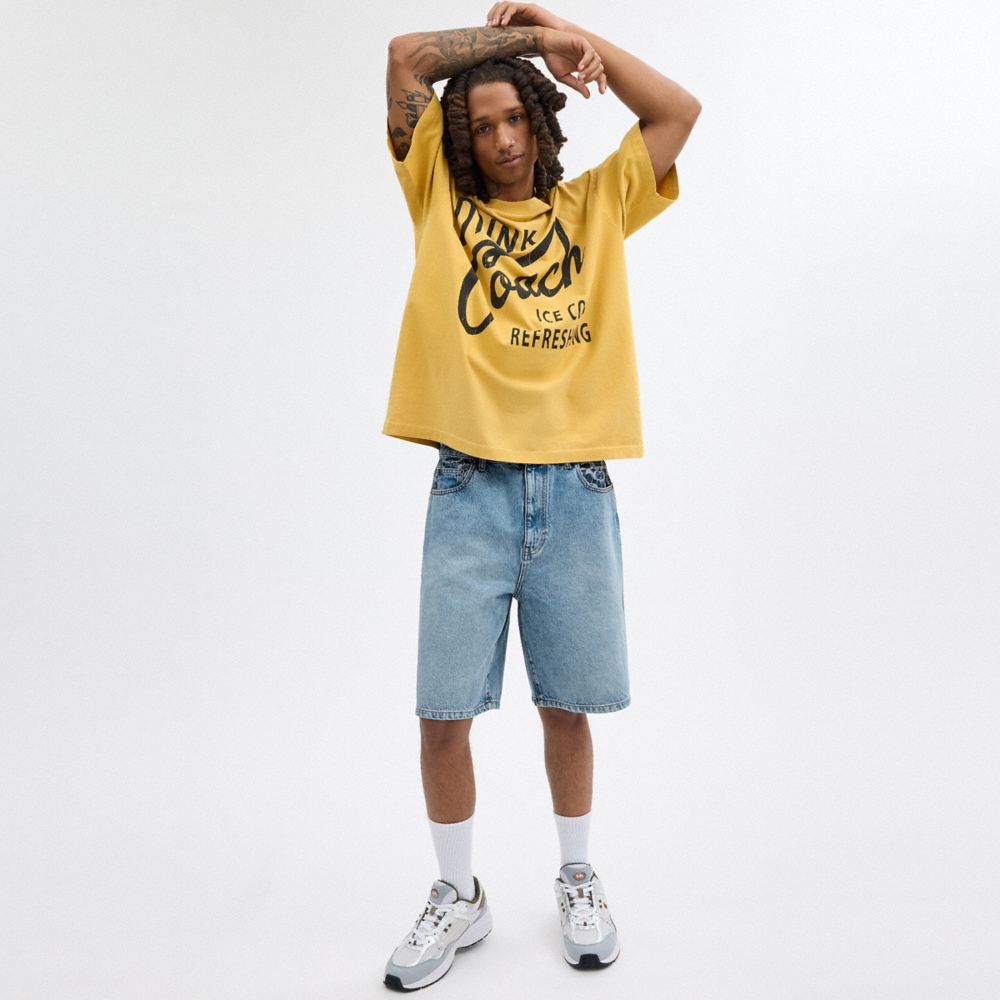 Light Wash Coach Denim Shorts | COH866943
