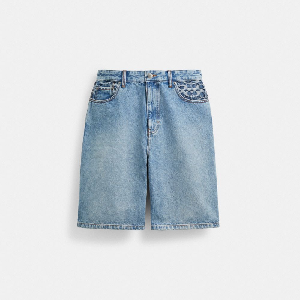 Light Wash Coach Denim Shorts | COH866943