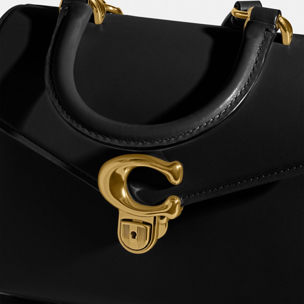 Luxe Refined Calf Leather/Brass/Black Coach Sammy Top Handle Bag | COH865156