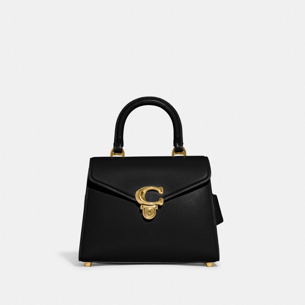 Luxe Refined Calf Leather/Brass/Black Coach Sammy Top Handle Bag | COH865156