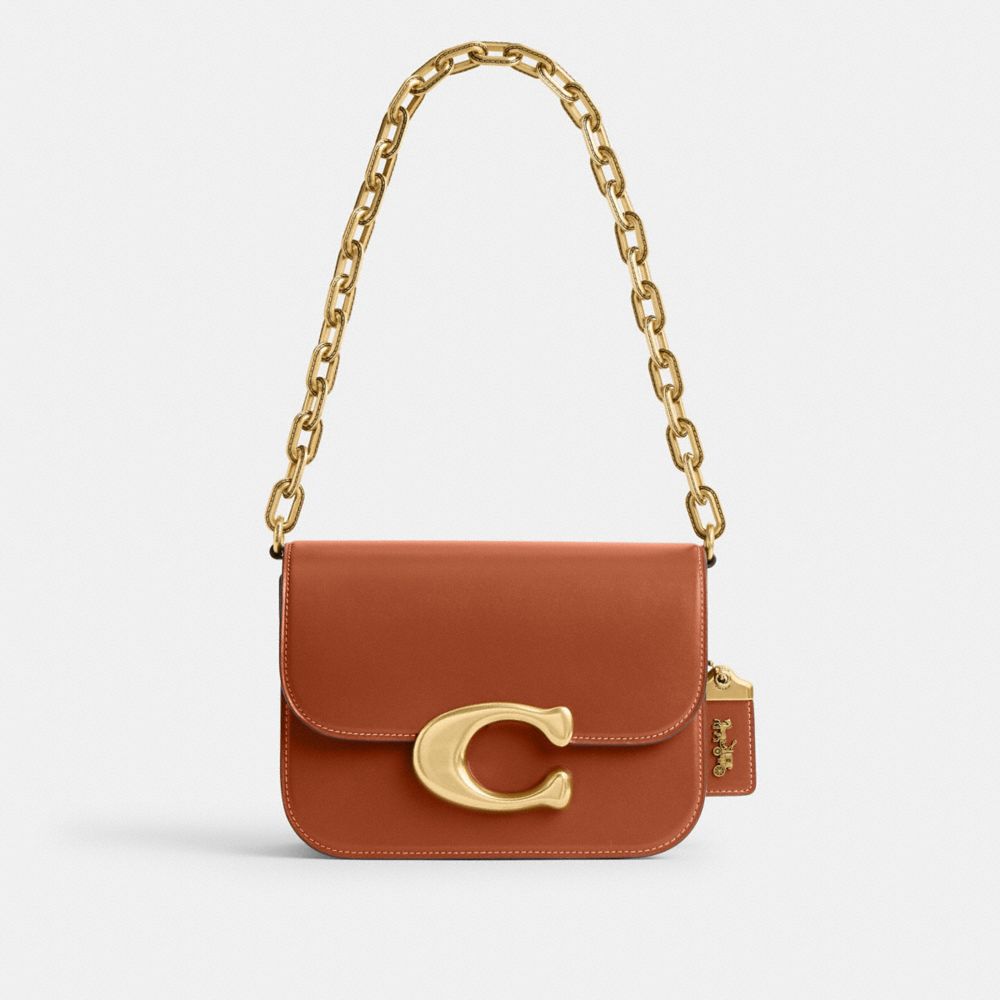 Luxe Refined Calf Leather/Brass/Burnished Amber Coach Idol Bag | COH864766