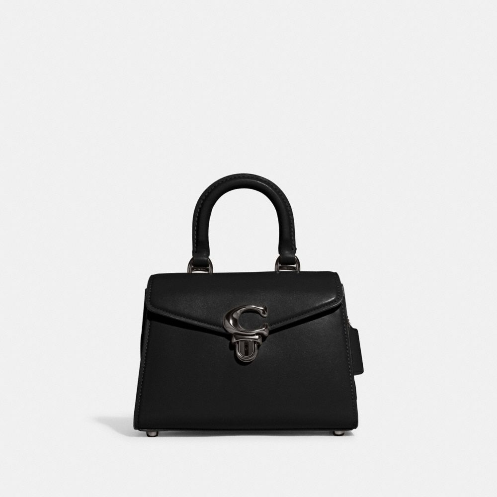 Luxe Refined Calf Leather/Pewter/Black Coach Sammy Top Handle Bag 21 | COH865130