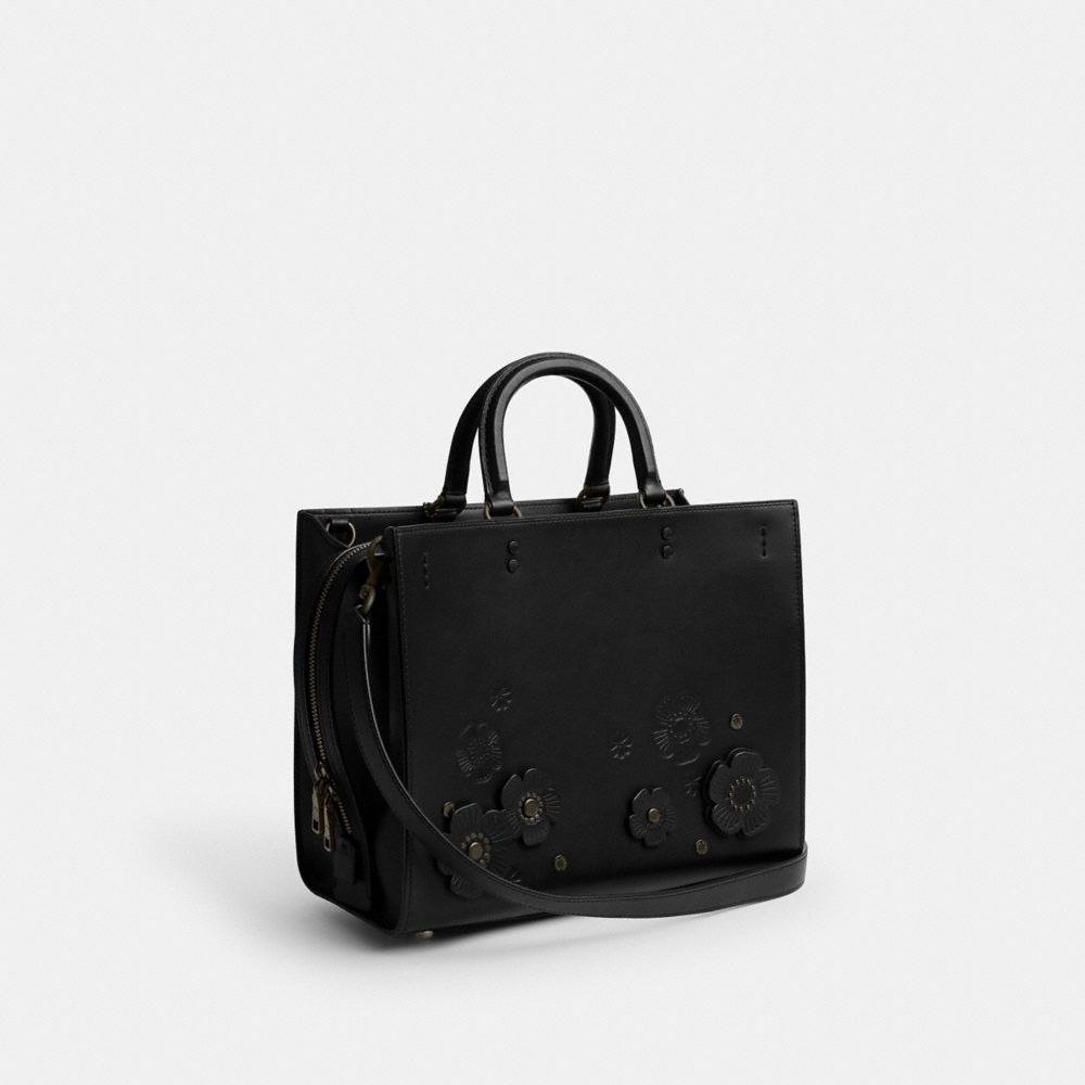 Matte Black/Black Coach Rogue Bag With Tea Rose | COH865166