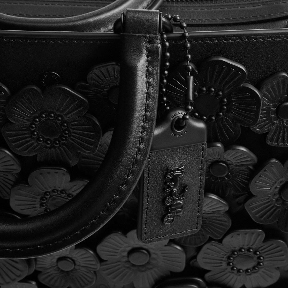 Matte Black/Black Coach Rogue Bag With Tea Rose | COH865166