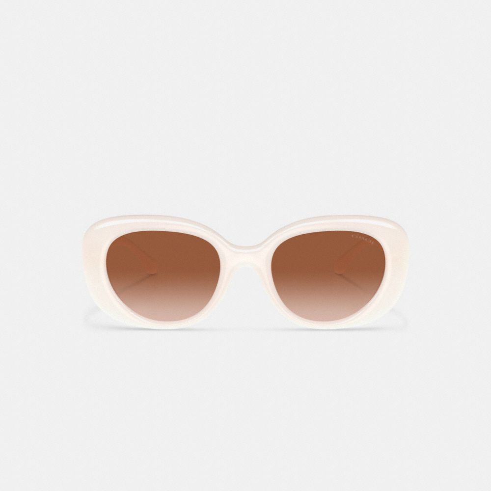 Milky Ivory Coach Pillow Tabby Round Sunglasses | COH866331