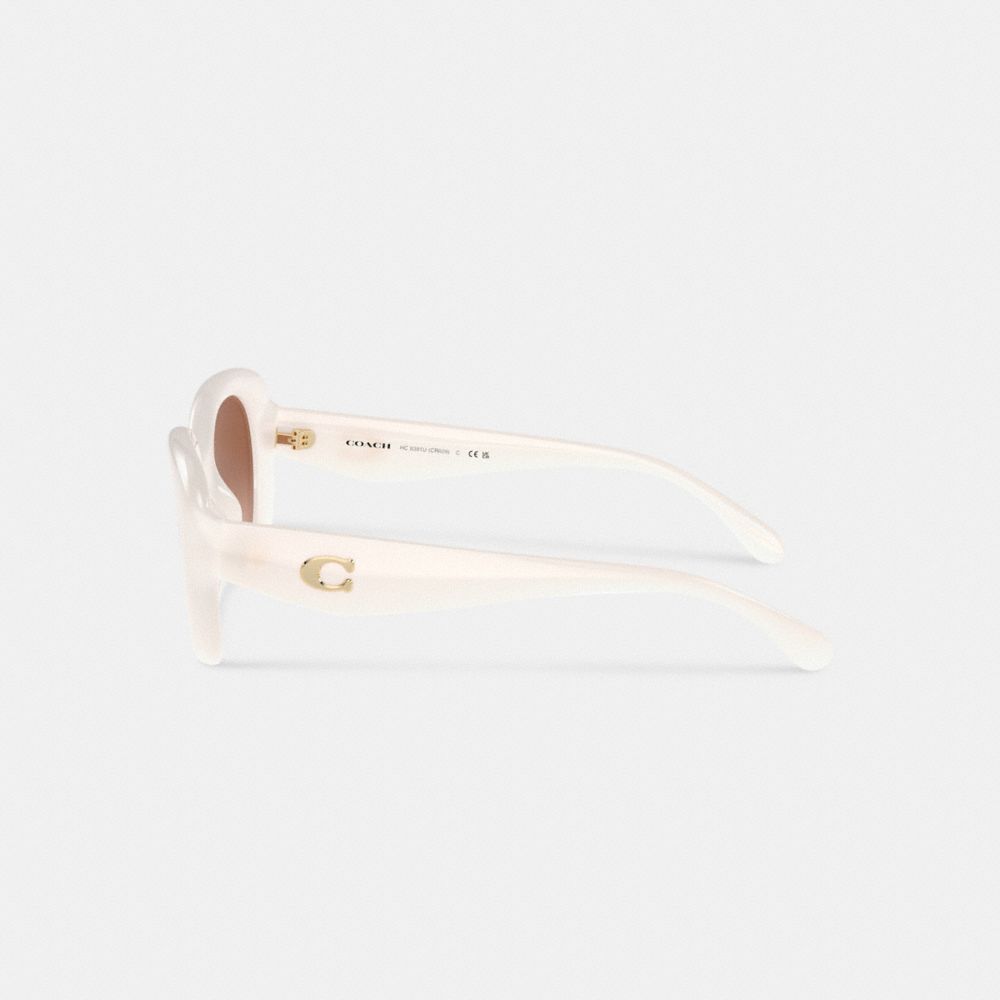 Milky Ivory Coach Pillow Tabby Round Sunglasses | COH866331