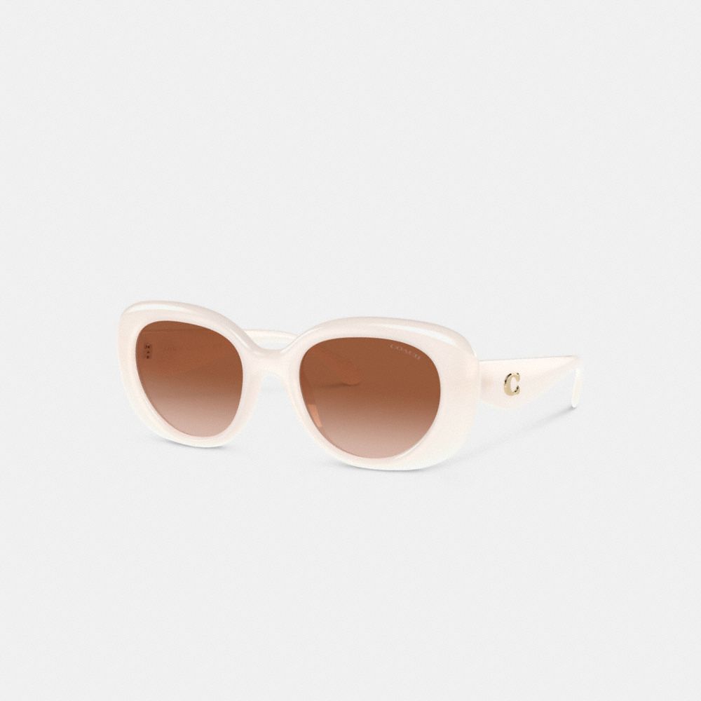 Milky Ivory Coach Pillow Tabby Round Sunglasses | COH866331