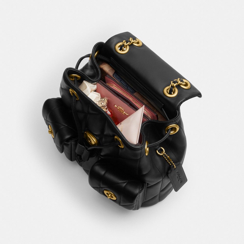 Nappa Leather/Brass/Black Coach Tabby Backpack With Quilting | COH865459
