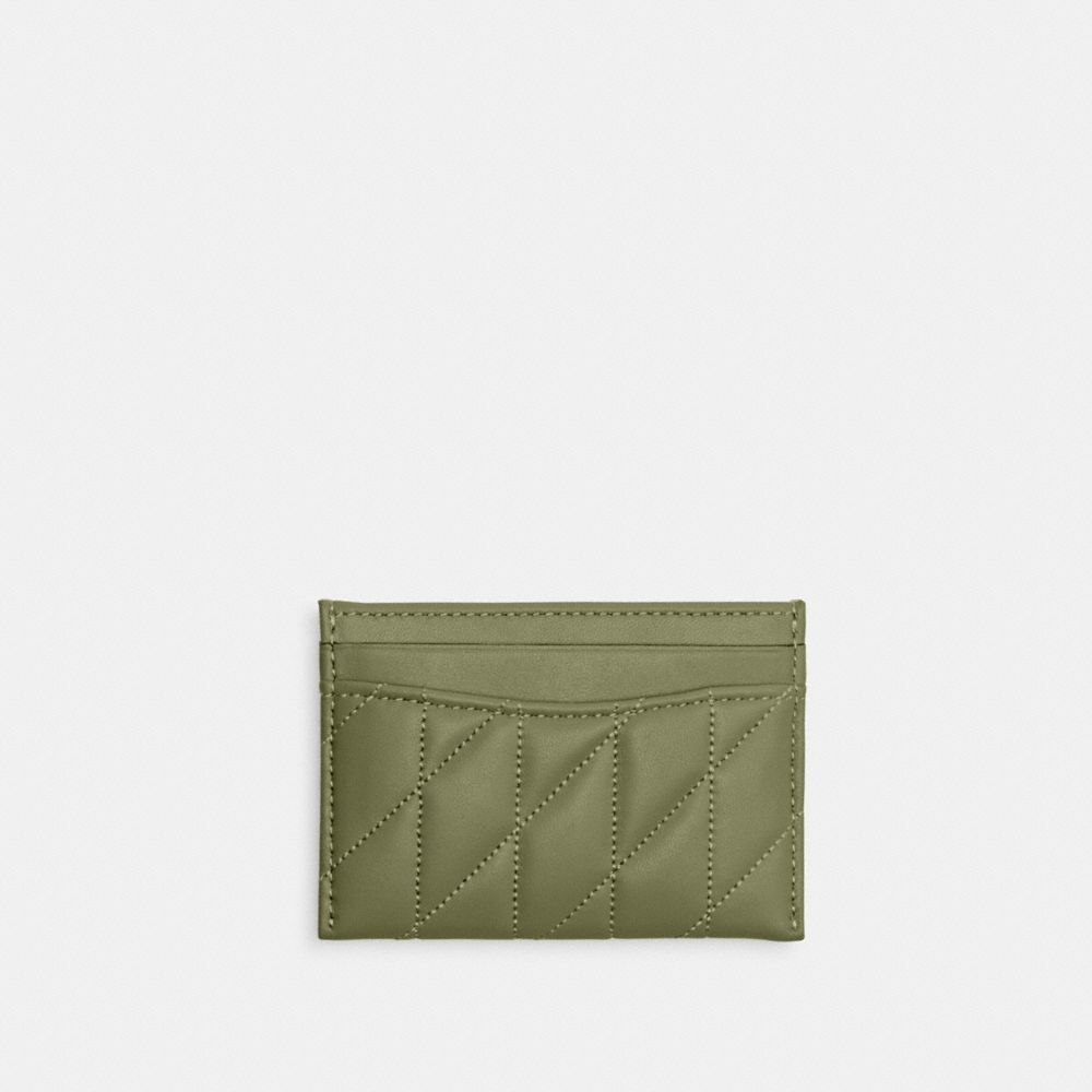 Nappa Leather/Light Antique Nickel/Moss Coach Essential Card Case With Pillow Quilting | COH865650