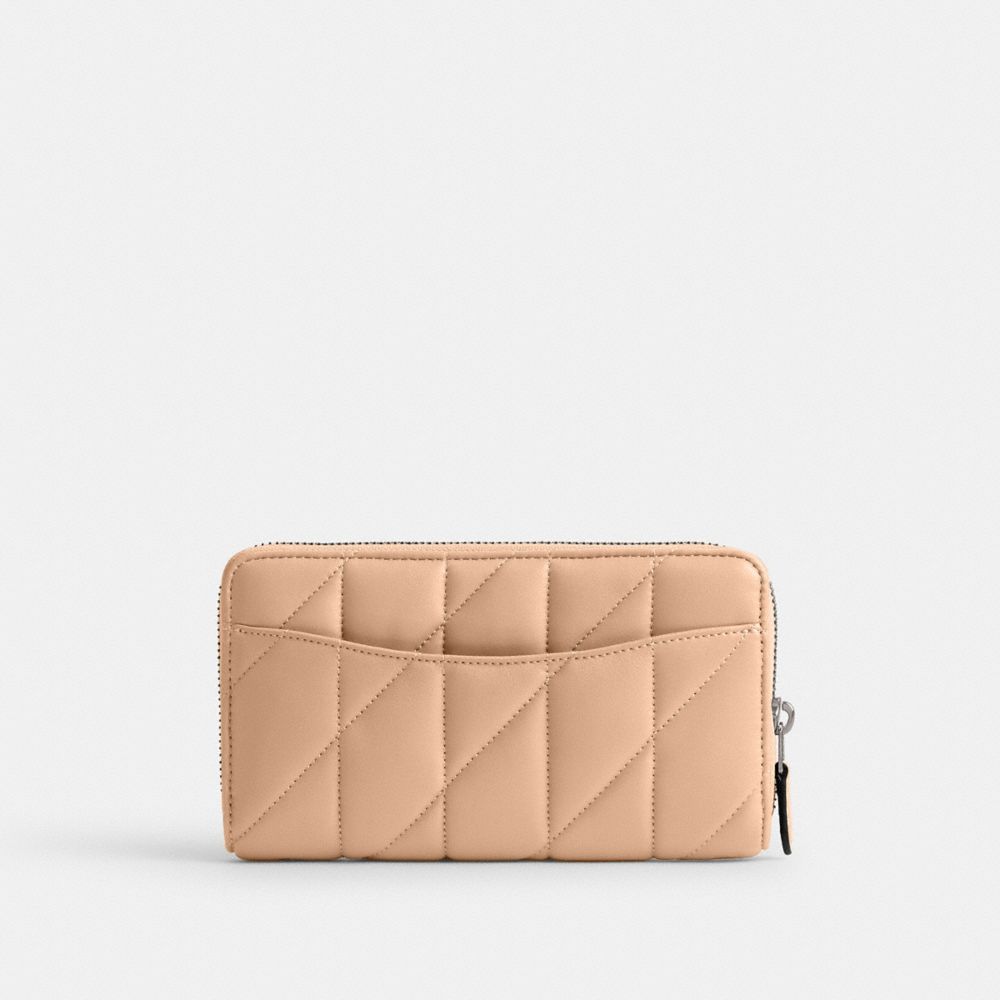Nappa Leather/Silver/Buff Coach Accordion Zip Wallet With Pillow Quilting | COH865519