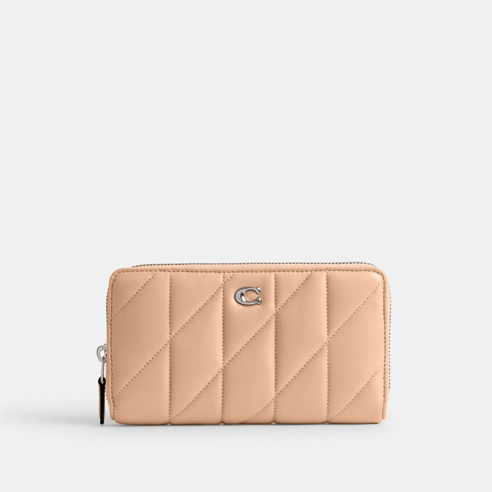 Nappa Leather/Silver/Buff Coach Accordion Zip Wallet With Pillow Quilting | COH865519