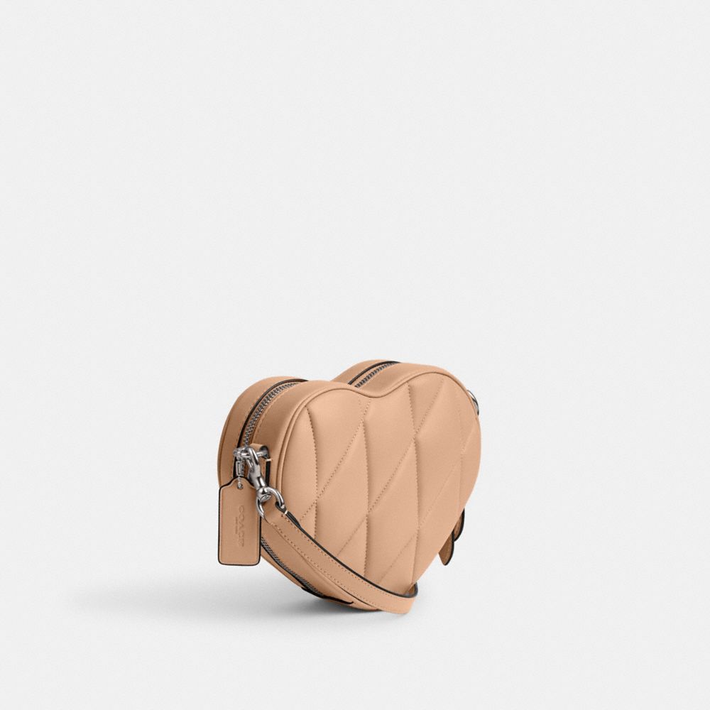 Nappa Leather/Silver/Buff Coach Heart Crossbody Bag With Quilting | COH864748