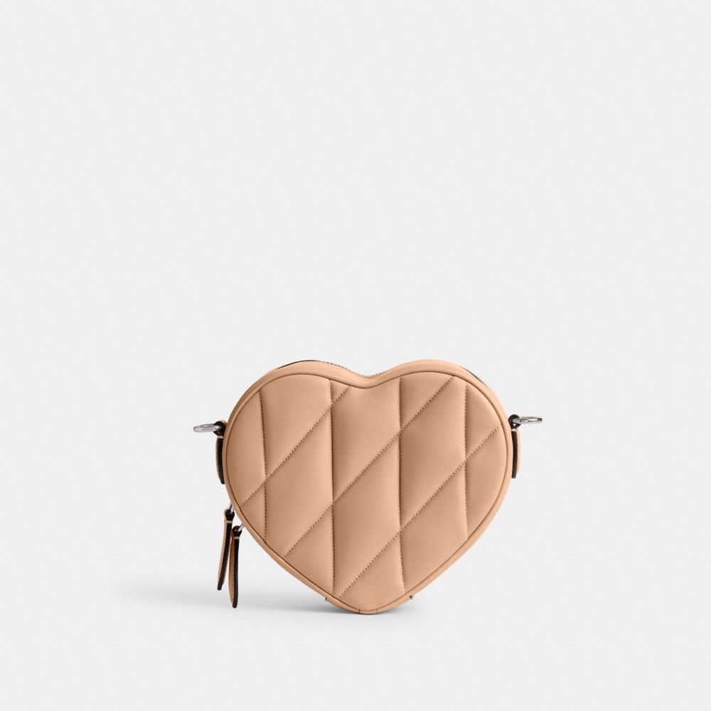 Nappa Leather/Silver/Buff Coach Heart Crossbody Bag With Quilting | COH864748