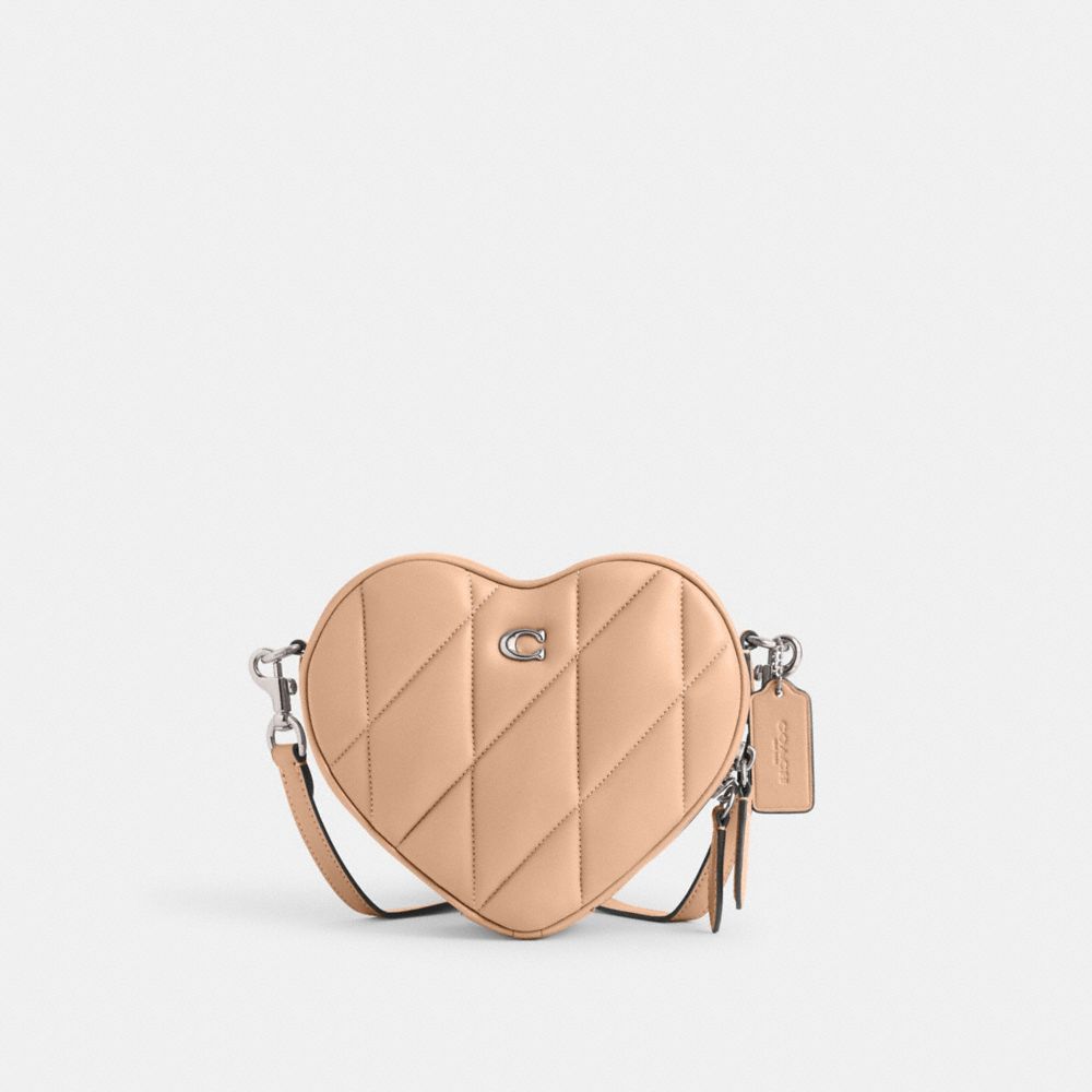 Nappa Leather/Silver/Buff Coach Heart Crossbody Bag With Quilting | COH864748