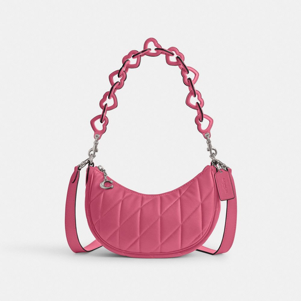 Nappa Leather/Silver/Petunia Coach Mira Shoulder Bag With Pillow Quilting And Heart Strap | COH864845