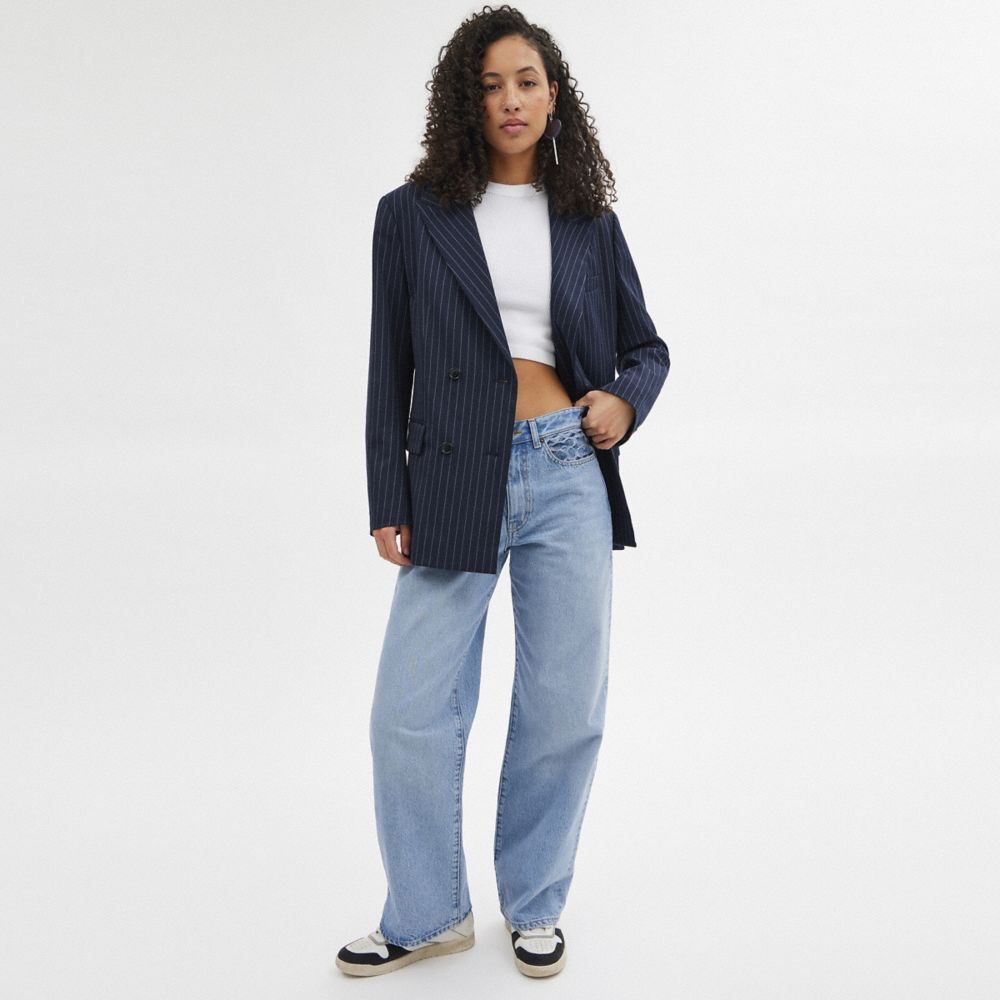 Navy/White Coach Double Breasted Blazer | COH865918