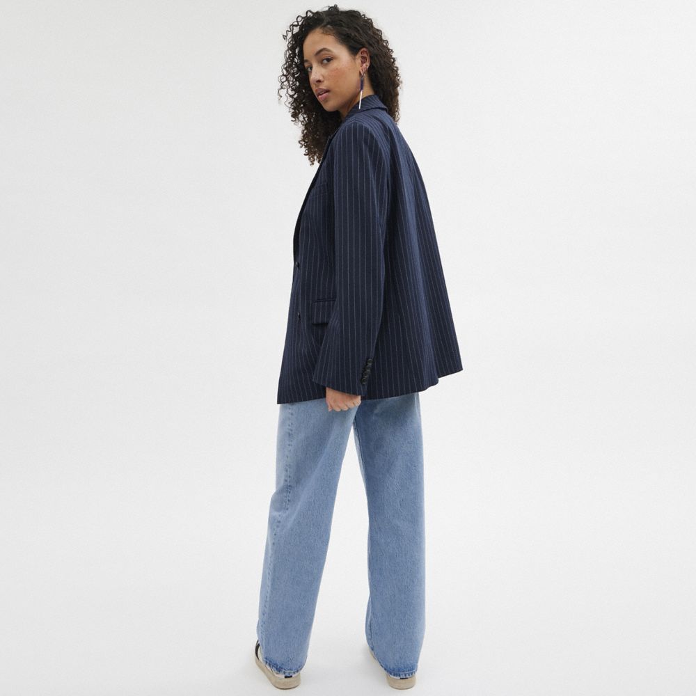 Navy/White Coach Double Breasted Blazer | COH865918